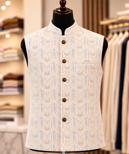 KPJ7138 Multicolor Woven Nehru Jacket