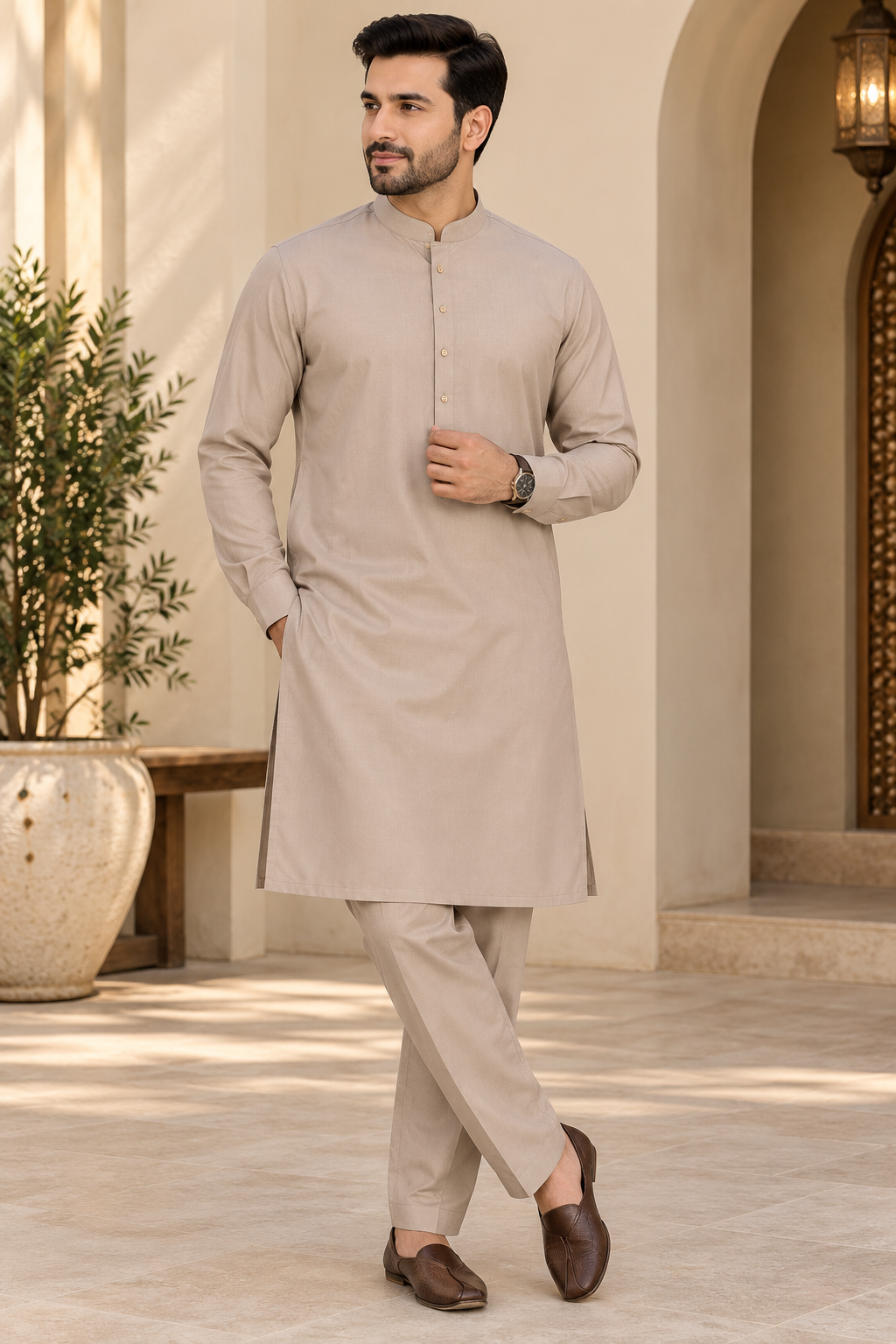KPC1049 Taupe Grayish Kurta Pant Set
