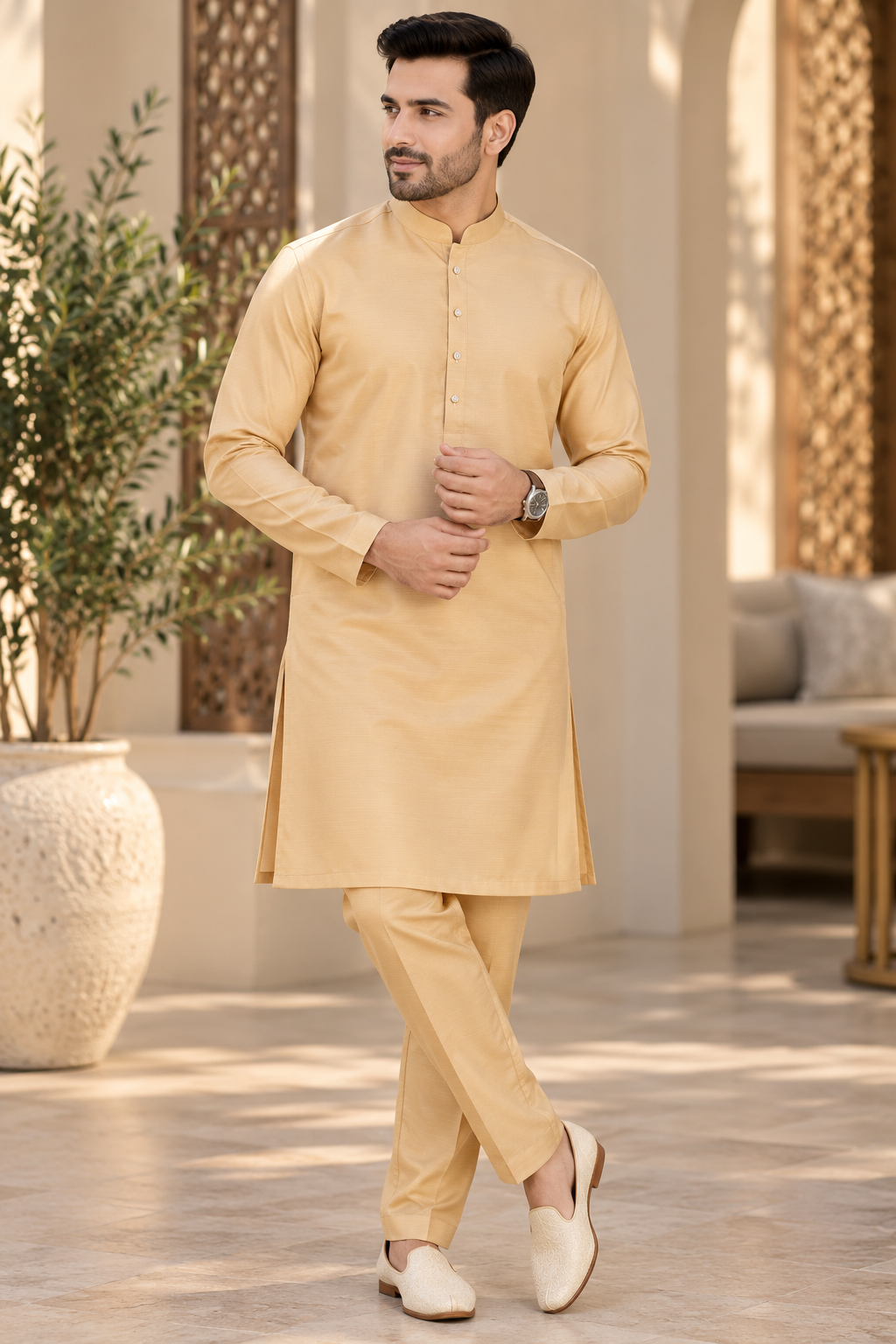 KPC1054 Gold Kurta Pant Set
