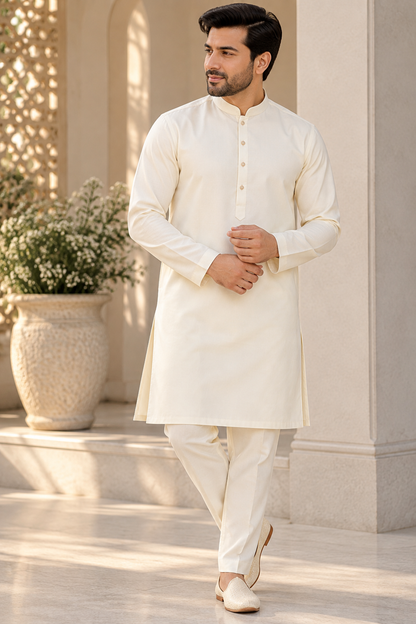 KPC1053 Ivory Classic Kurta Pant Set