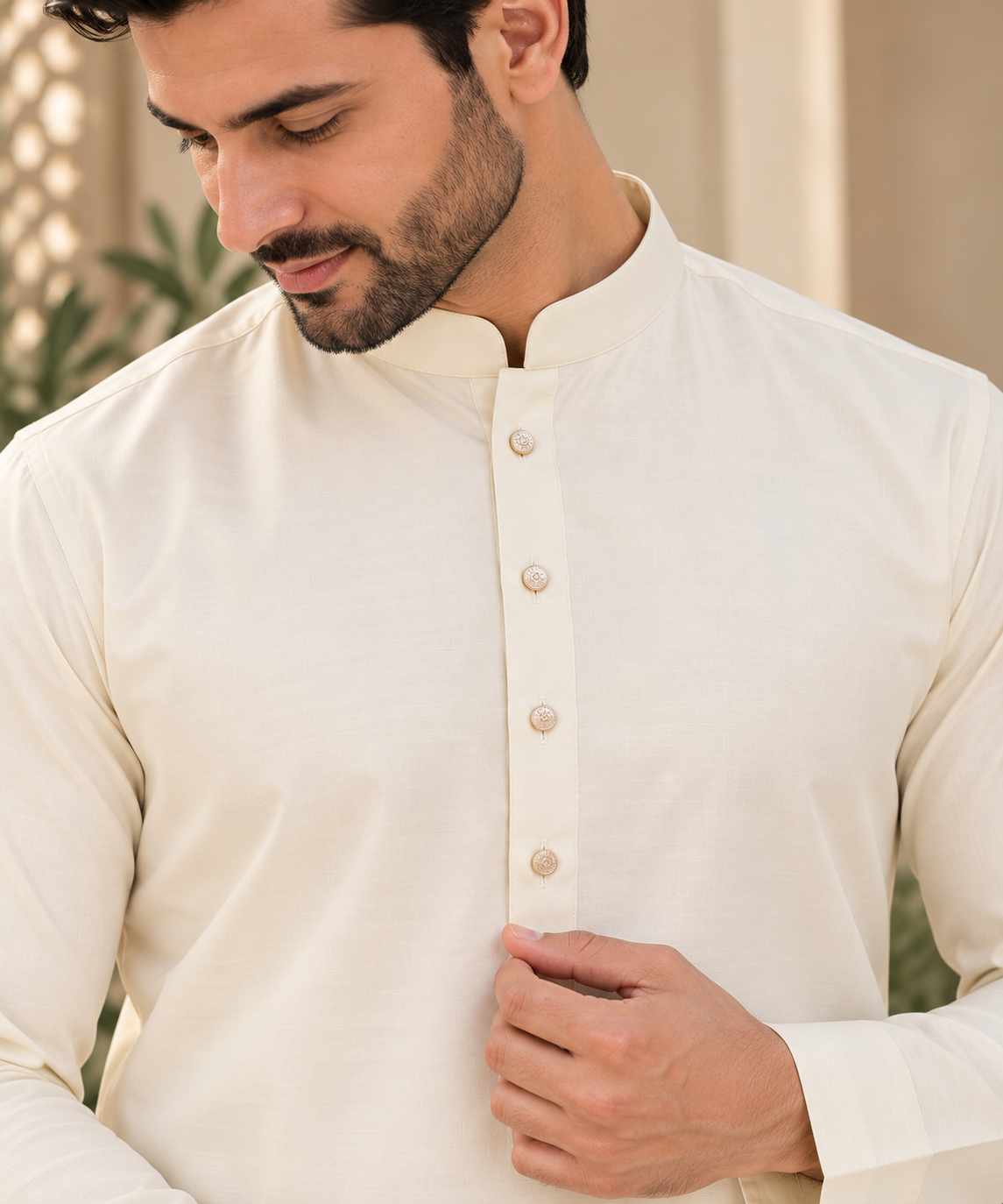 KPC1053 Ivory Classic Kurta Pant Set