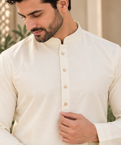 KPC1053 Ivory Classic Kurta Pant Set