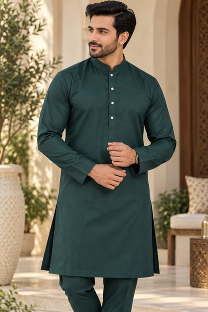 KPC1050 Bottle Green Kurta Pant Set