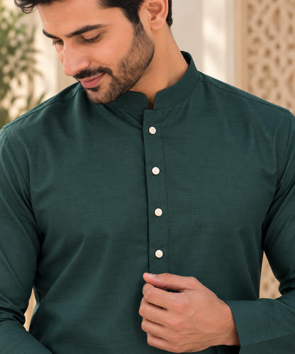 KPC1050 Bottle Green Kurta Pant Set