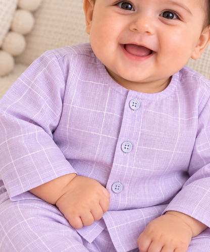 KPK5013 Lavender Printed Kurta with White Pyjama Set Newborn