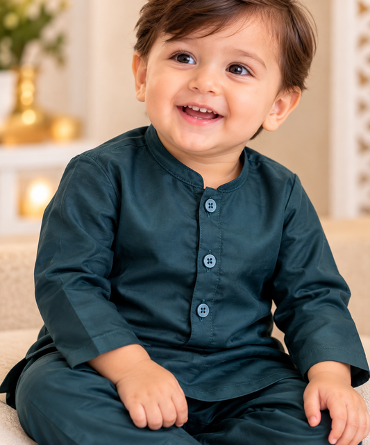 KPK5019 Dark Teal Green Solid Kurta Pyjama Set