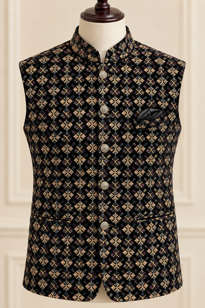 KPJ7120 Multicolour Velvet Nehru Jacket