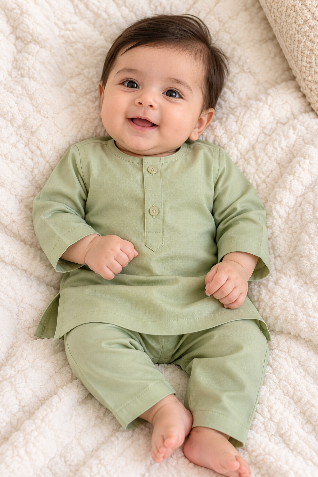 KPK2063 Sage Green Kurta Pyjama Set, 3 to 6 months