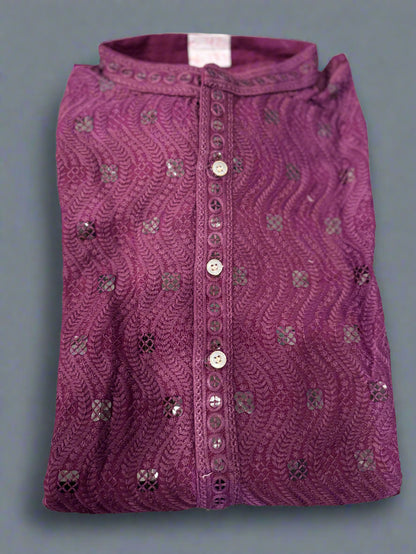 KPD5228 Purple Kurta Pyjama Set - Kurtapyjama.ca