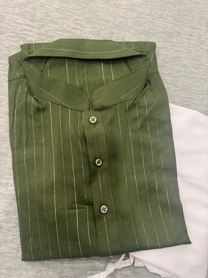 KPD5240 Green Cotton Plus Size Kurta Pyjama - Kurtapyjama.ca