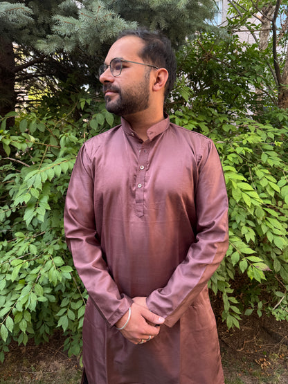 KPD5249 Chocolate Brown Kurta Pyjama Set - Kurtapyjama.ca