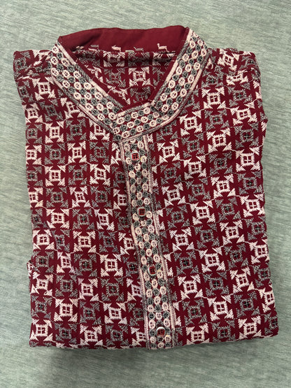 KPD5160 Plus Size Designer Mahroon Kurta Set - Kurtapyjama.ca