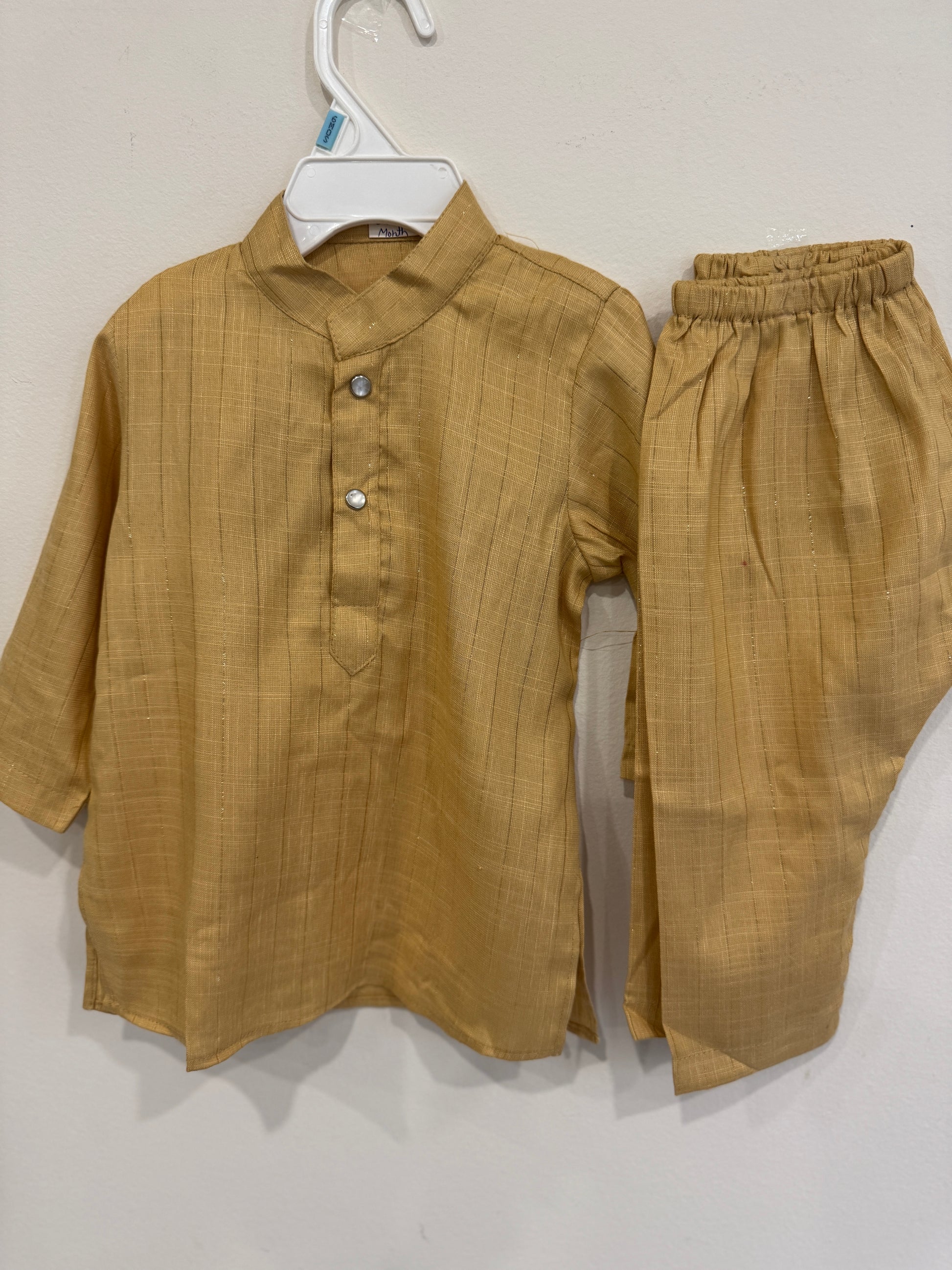 mustard yellow kurta pyjama set for kids