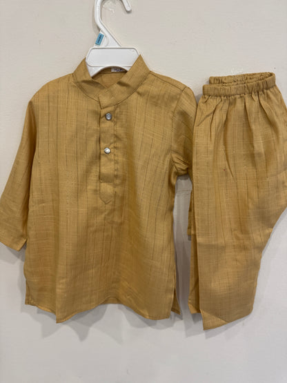 mustard yellow kurta pyjama set for kids