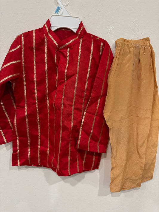 red designer kurta pyjama