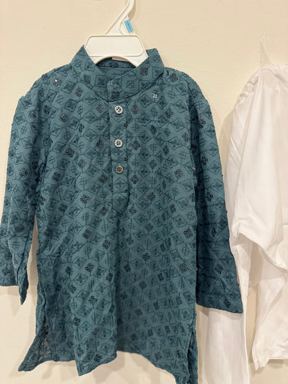 teal kurta pyjama boys