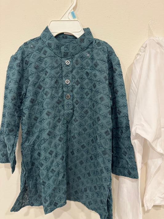 teal kurta pyjama boys