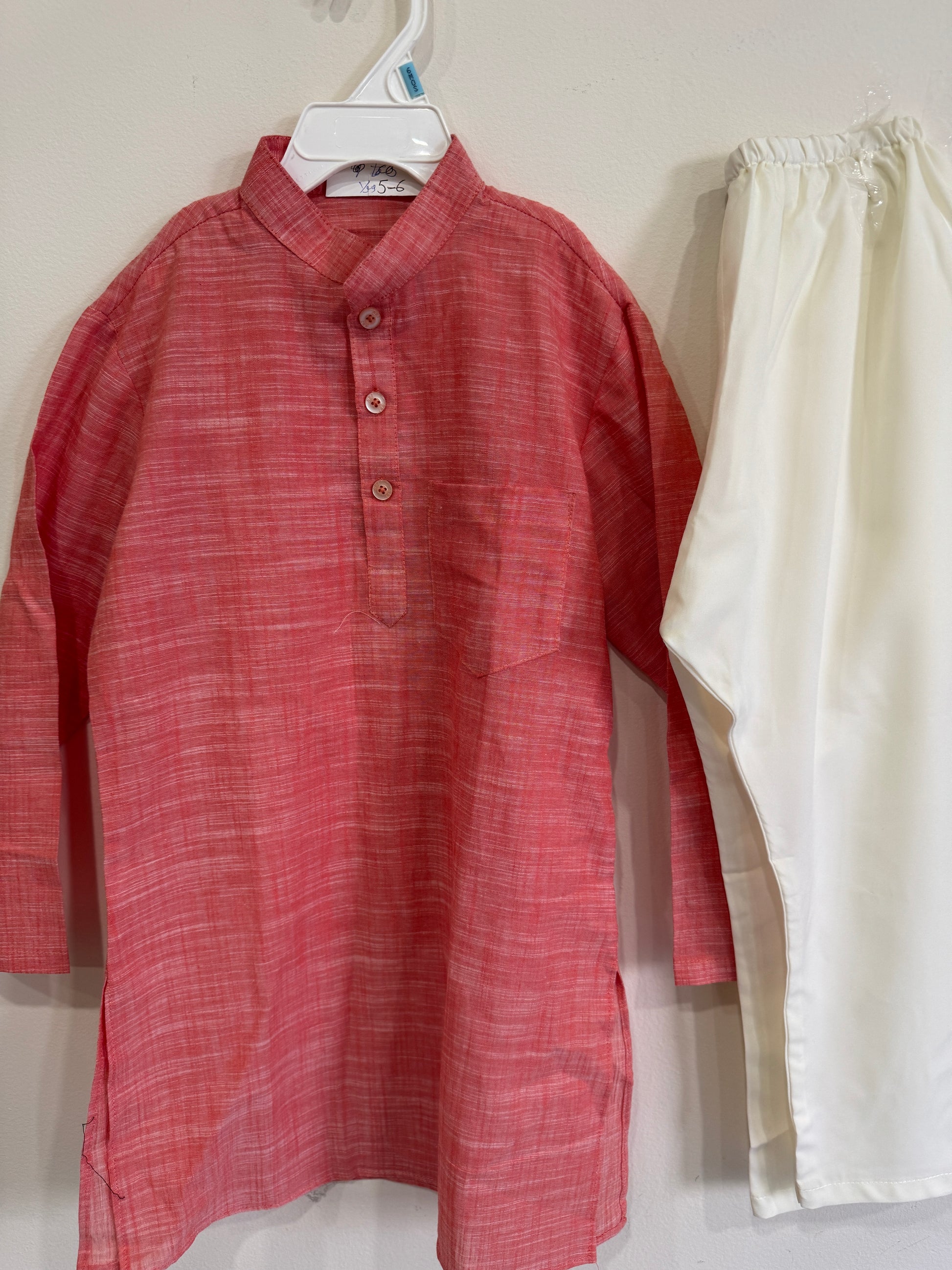 light red kurta set for 5-6 year old boy