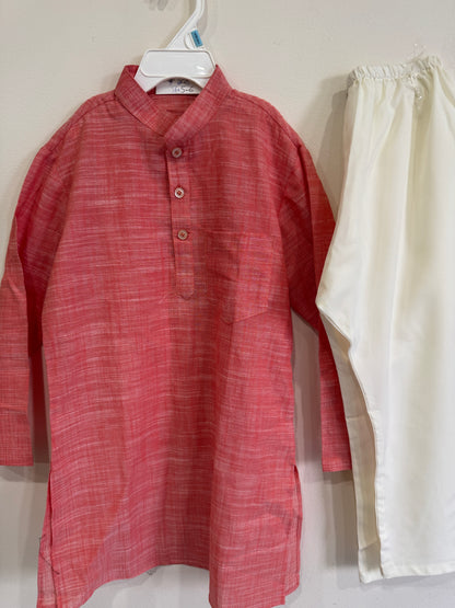light red kurta set for 5-6 year old boy