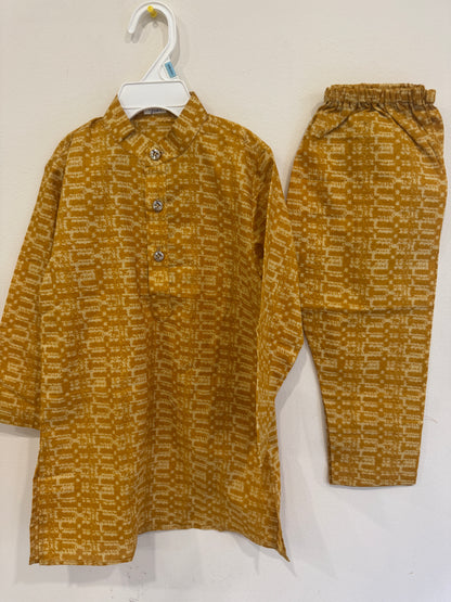 designer orange kurta pyjama kids