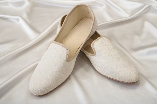 KPL0049 Cream Textured Jutti/Khussa For Men