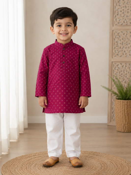 KPK7116 Maroon Printed Kurta Pyjama Set