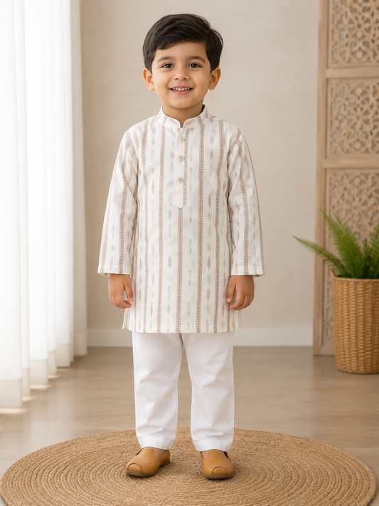 KPK7117 Ivory Printed Kurta Pyjama Set