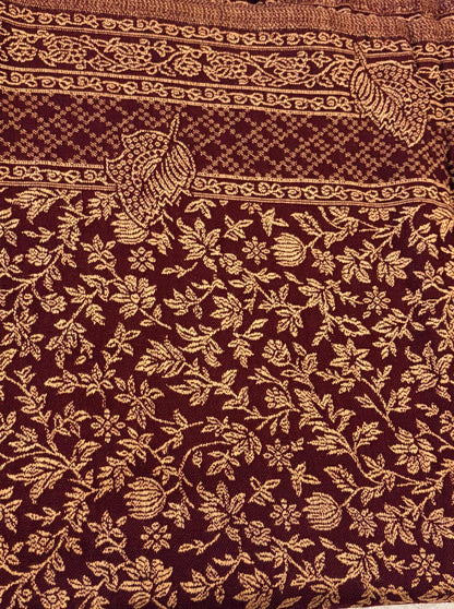 KPSH0158 Maroon Reversible Pashmina Floral Stole