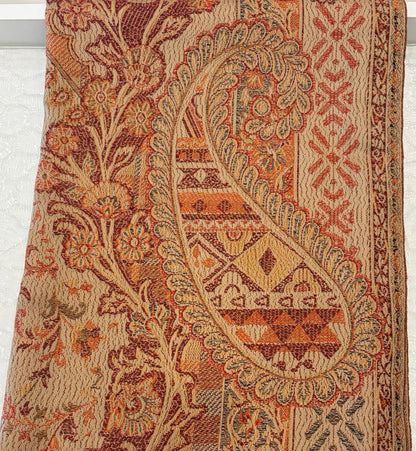 KPSH0156 Beige & Rust Reversible Pashmina Stole with Traditional Paisley Design