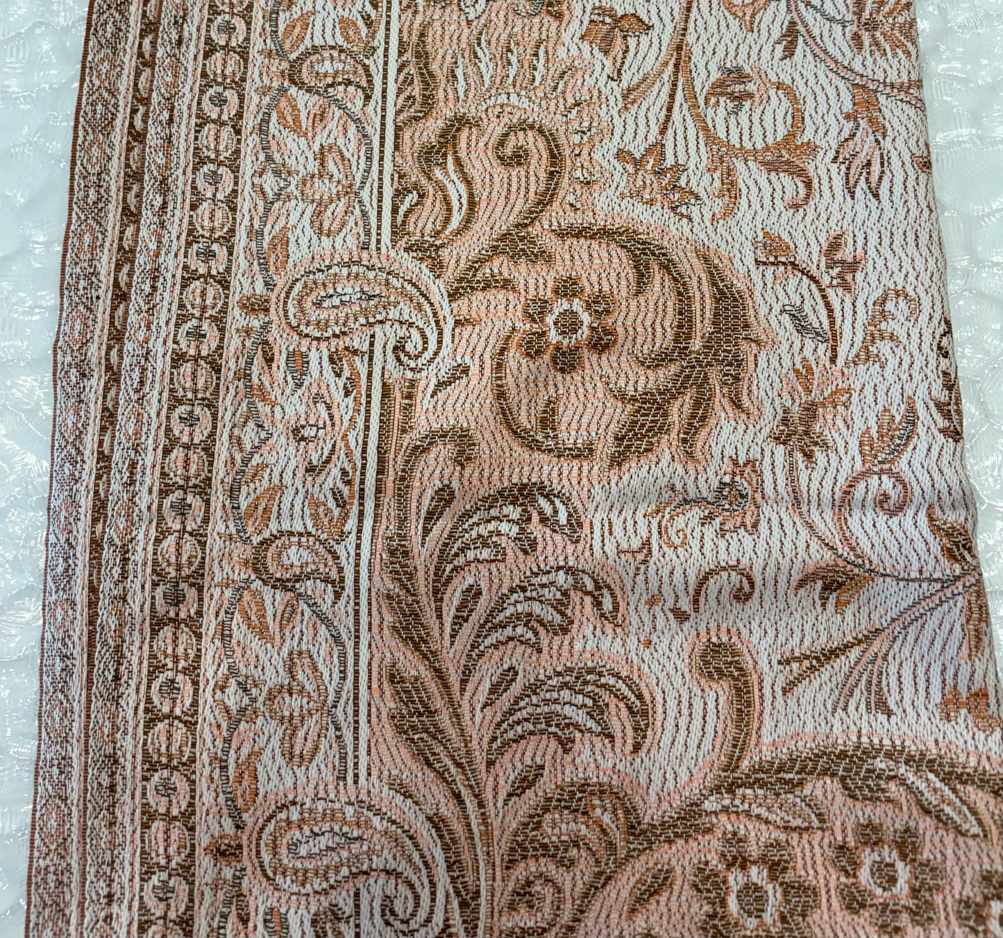 KPSH0155 Ivory & Peach Reversible Pashmina Stole with Traditional Paisley Design