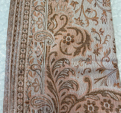 KPSH0155 Ivory & Peach Reversible Pashmina Stole with Traditional Paisley Design