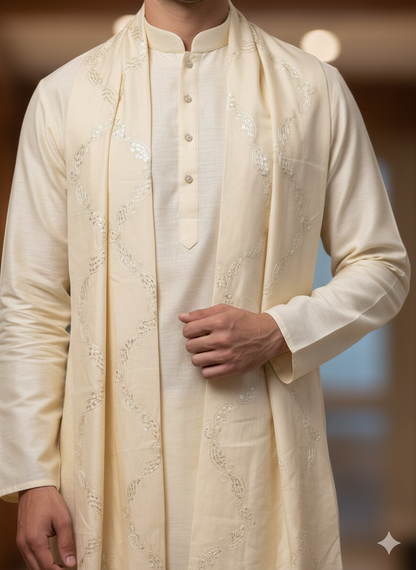 KPSH0136 Cream Stole For Men