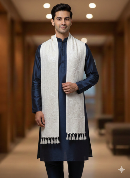 KPSH0135 White Stole For Men