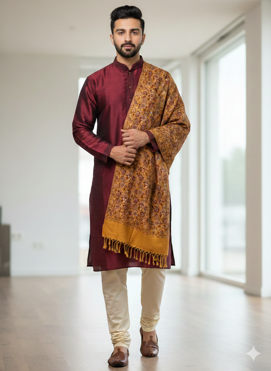 KPSH0138 Mustard Yellow Shawl For Men