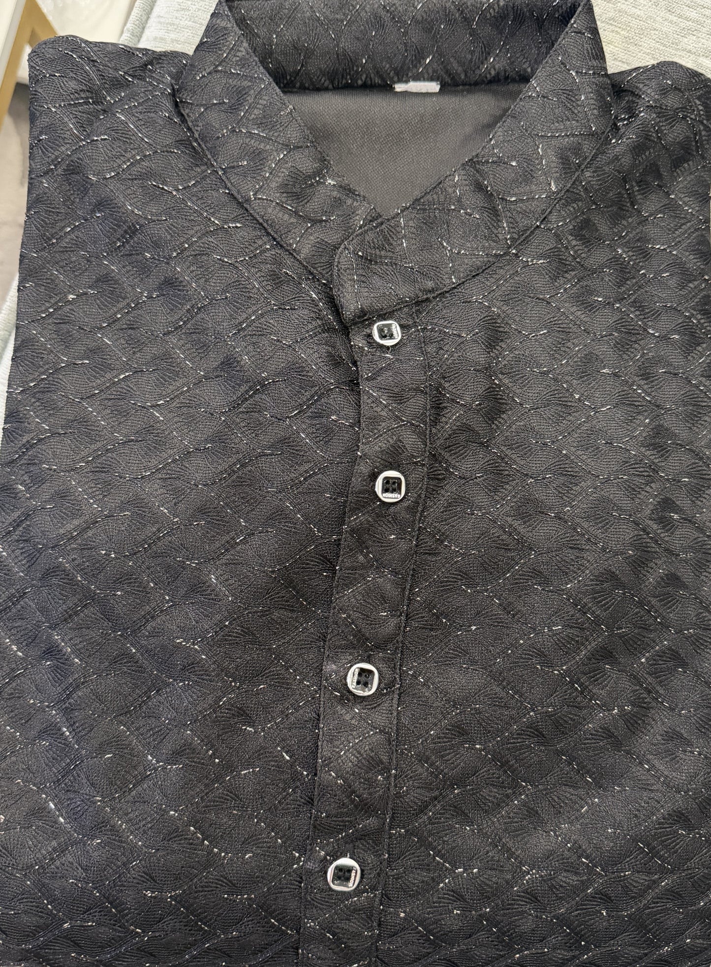 KPD4074 Plus Size Thread Work Black Kurta