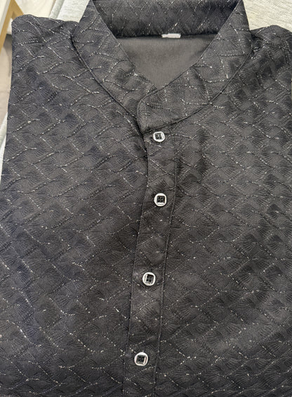KPD4074 Plus Size Thread Work Black Kurta