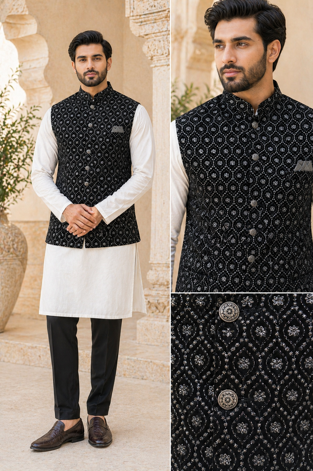 Black Velvet Nehru Jacket 