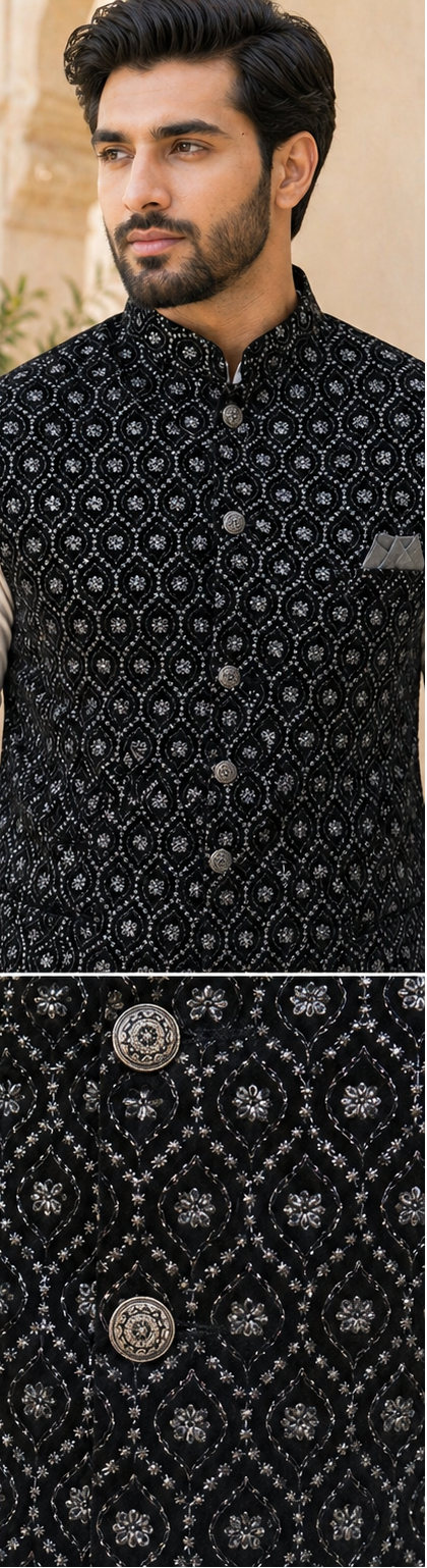 Black Velvet Nehru Jacket 