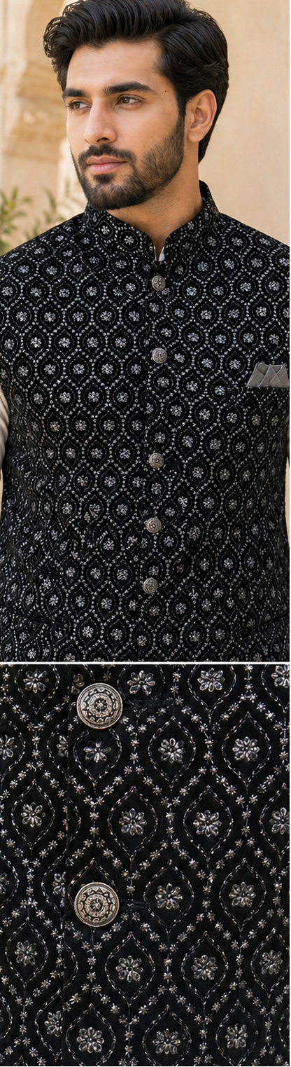 Black Velvet Nehru Jacket 