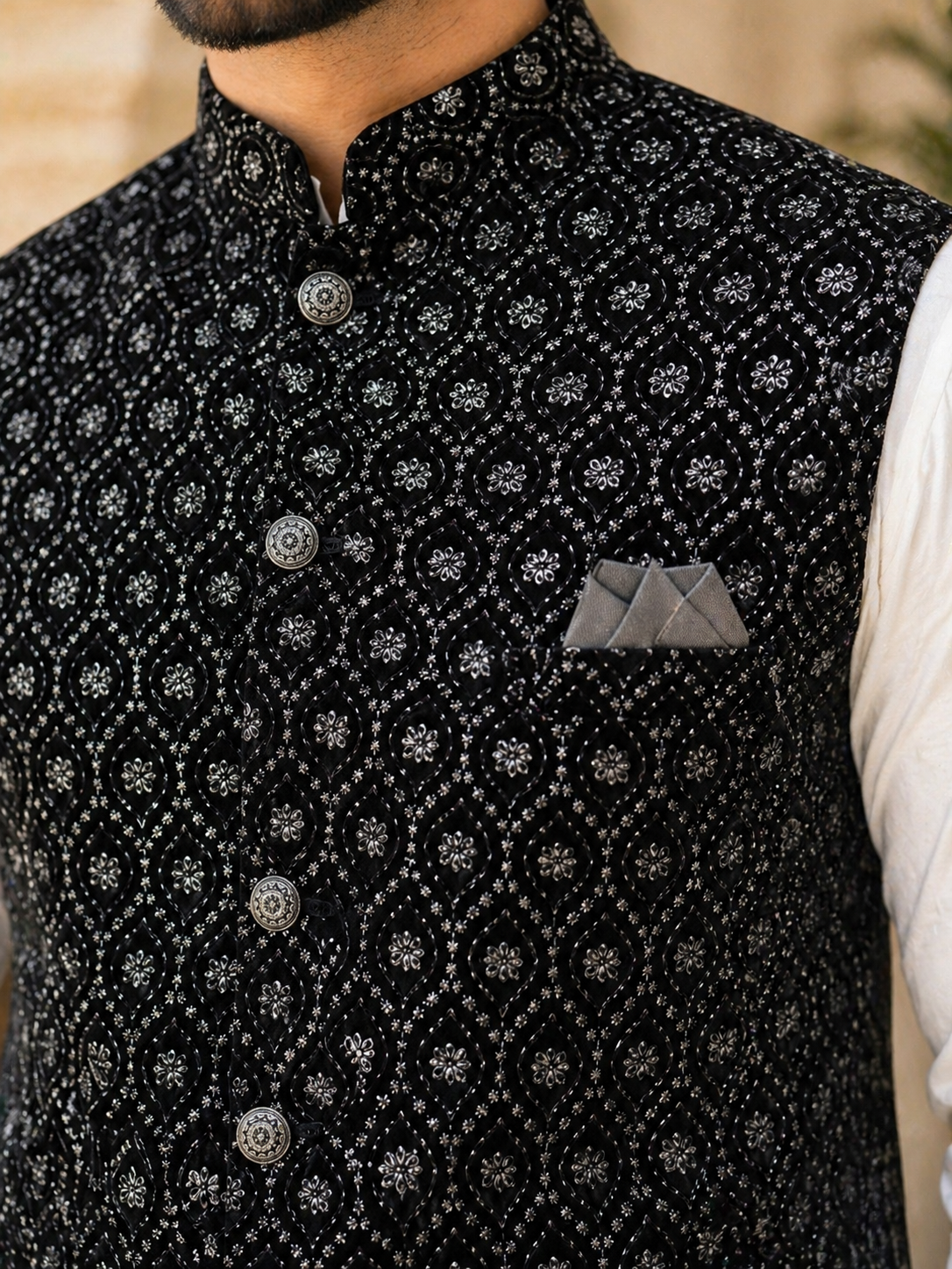 Black Velvet Nehru Jacket 