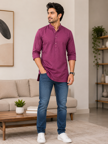 KPSK1014 Purple Self Design Kurta