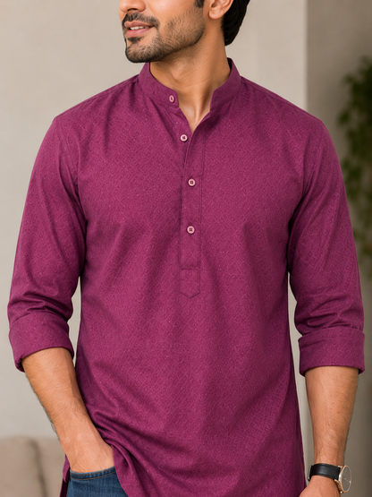 KPSK1014 Purple Self Design Kurta