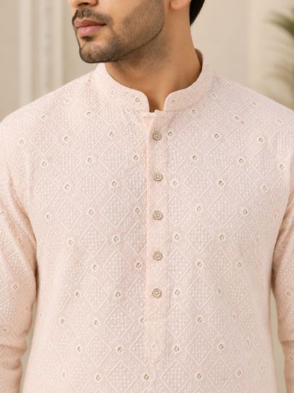 KPD6275 Blush Pink Mirror Work Kurta
