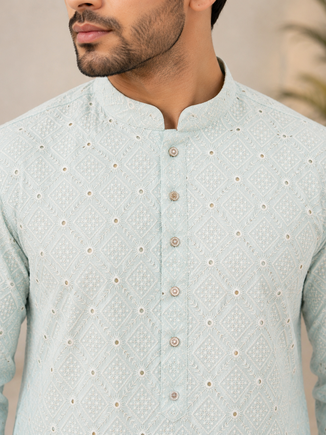 KPD6274 Mint Green Mirror Work Kurta