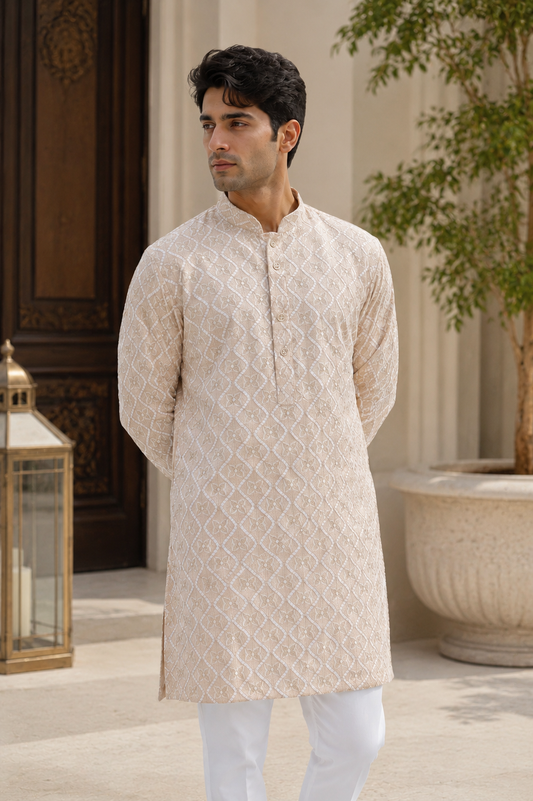 KPD6279 Light Peach Gold Kurta Pyjama