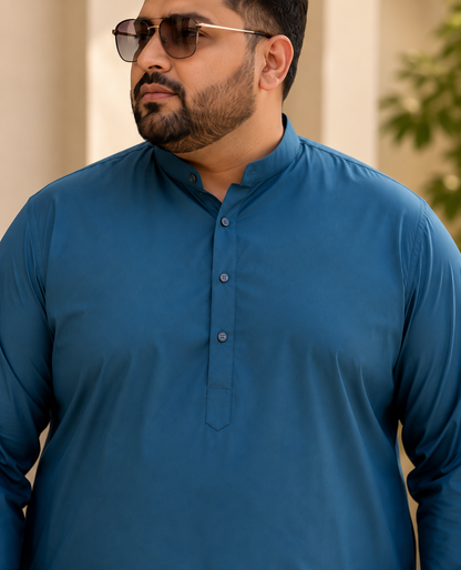 KPD4094 Plus Size Plain Teal Kurta with Matching Pyjama