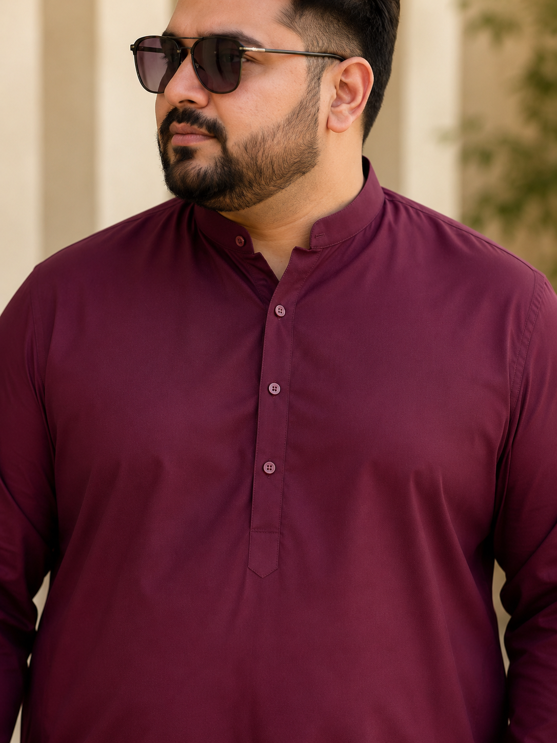 KPD4094 Plus Size Plain Maroon Kurta with Matching Pyjama