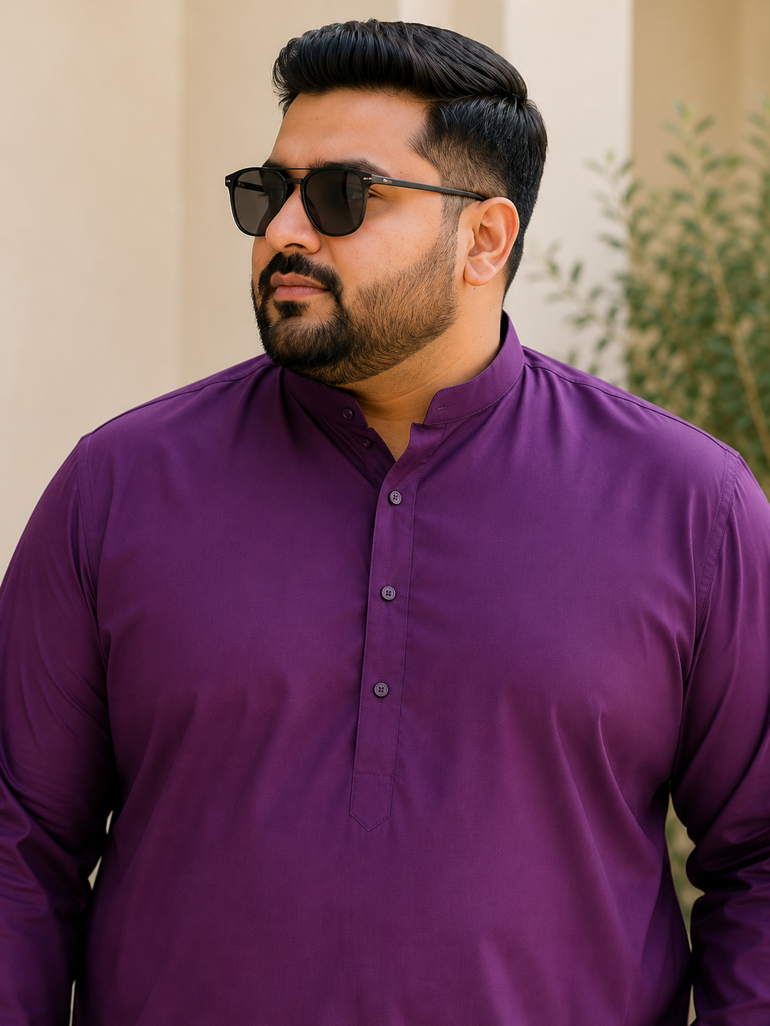 KPD4096 Plus Size Plain Purple Kurta with Matching Pyjama