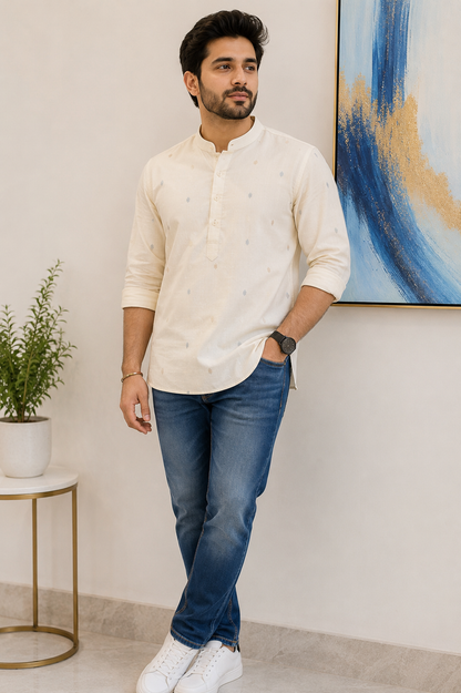 KPC1053 Cream Design Kurta