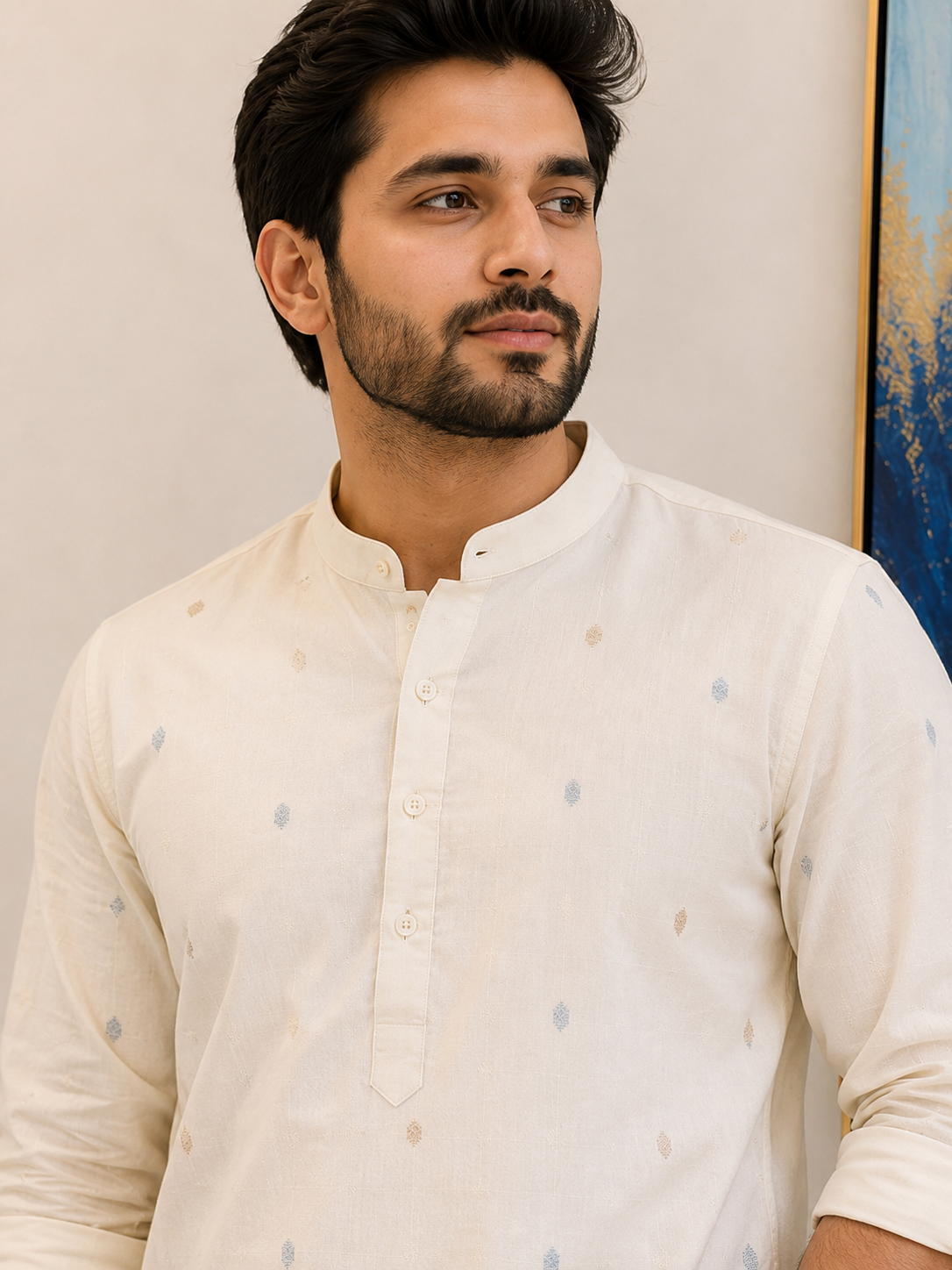 KPC1053 Cream Design Kurta